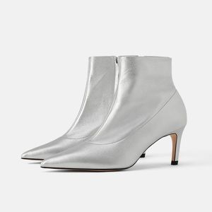 Leather Silver Zara Booties